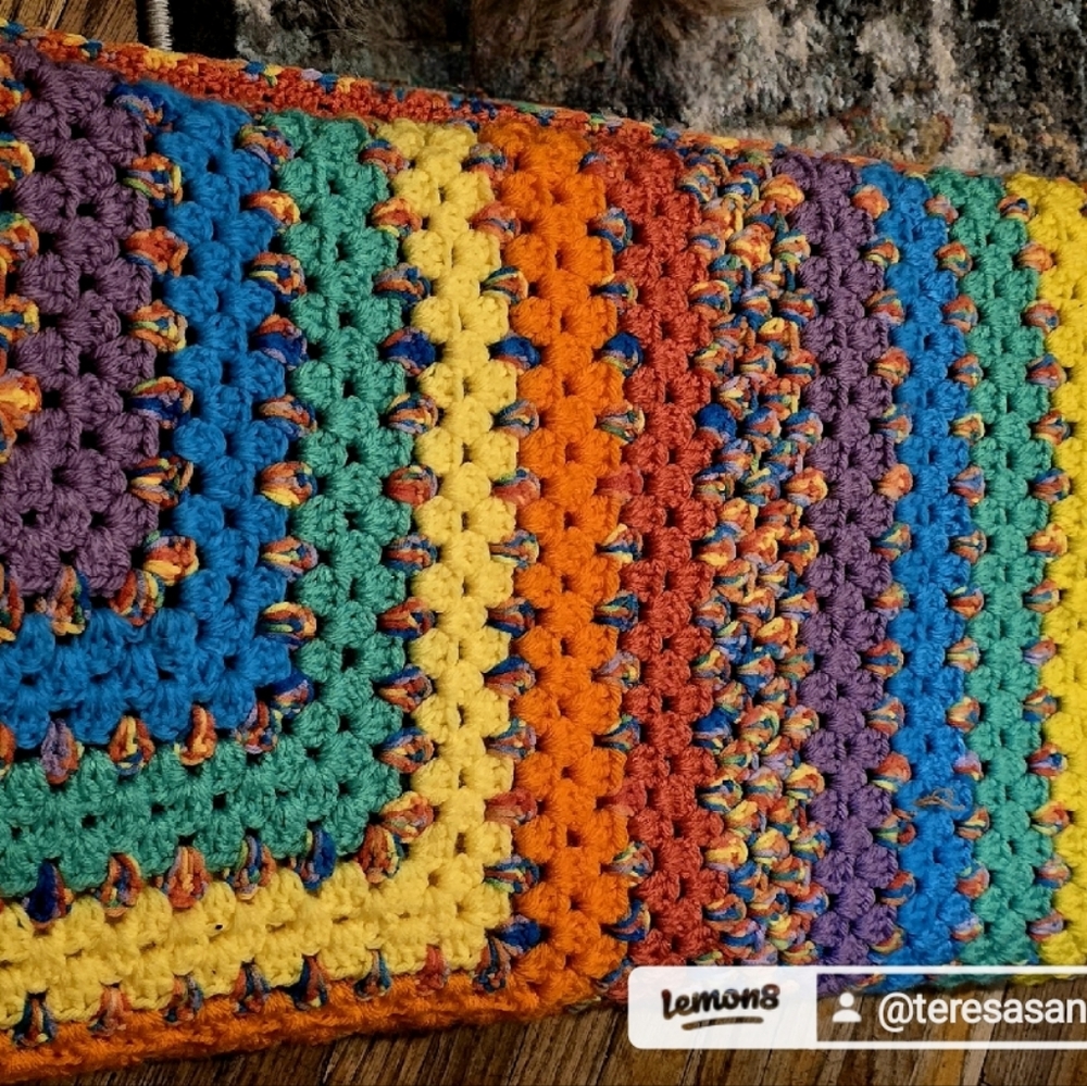 Teresa's Handcrafted Colorful Crochet Blanket